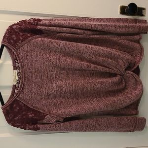 Rewind Super Soft Long Sleeve Top With Lace Details Large Twisted